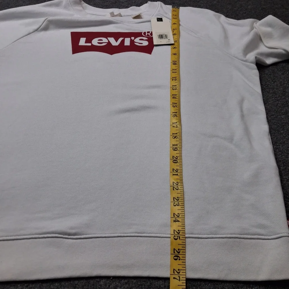 Levis Mens XL White Red Batwing Logo French Terry Raglan Sweatshirt NWT Casual